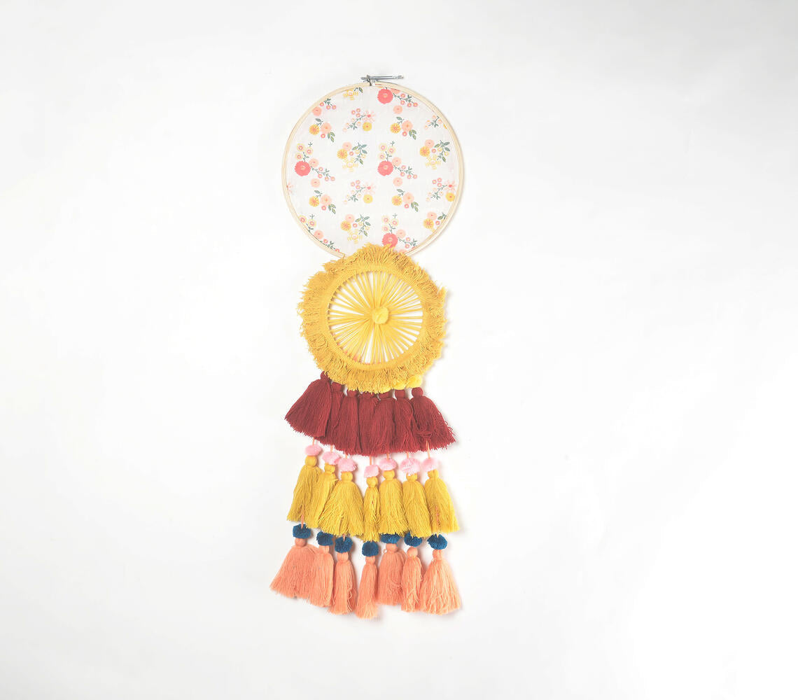 Vintage Floral &amp; Chunky Tasseled Dreamcatcher-0