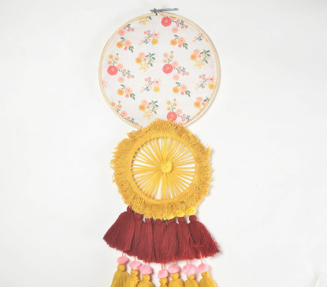 Vintage Floral &amp; Chunky Tasseled Dreamcatcher-1