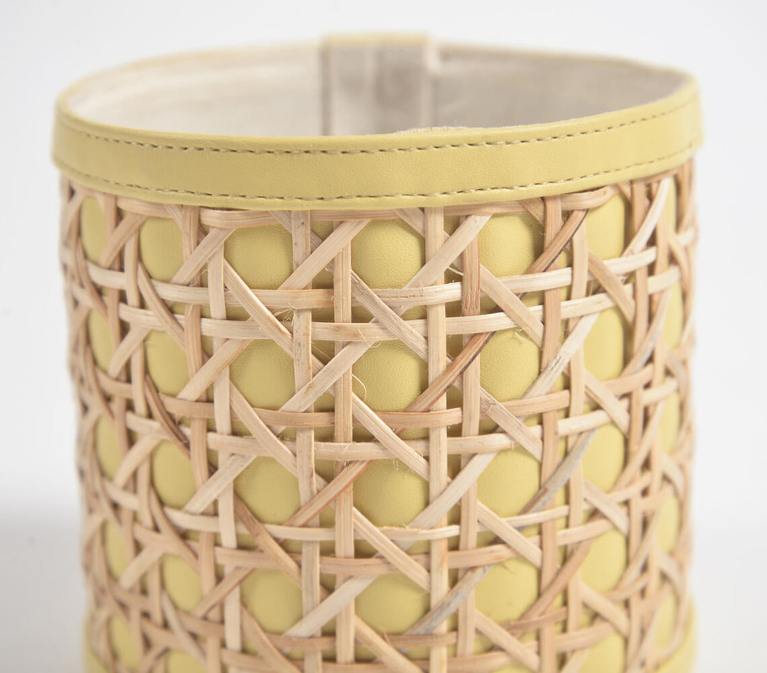 Faux Leather Lemon Yellow Planter-1