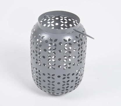 Perforated Grey Iron Lanterns (Set of 2)-3