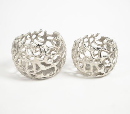 Antique Aluminium Coral Votives (set of 2)-3