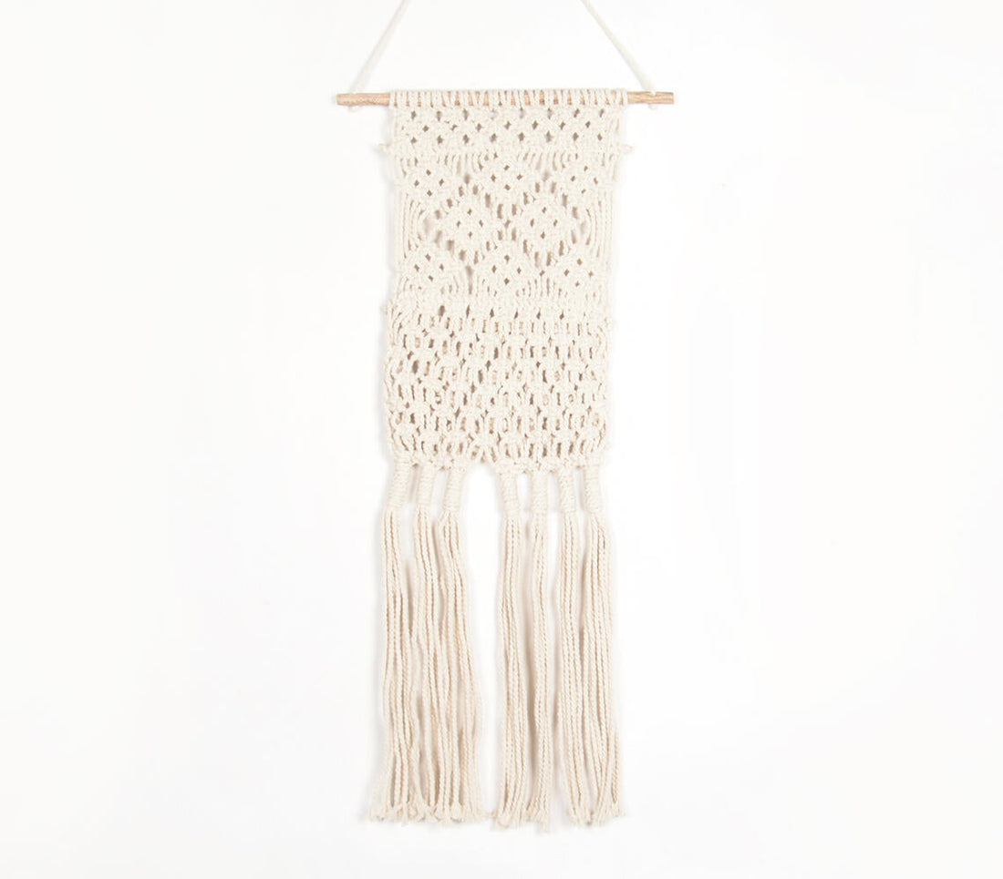 Boho Neutral-toned Macrame Wall Hanging with Pocket-0