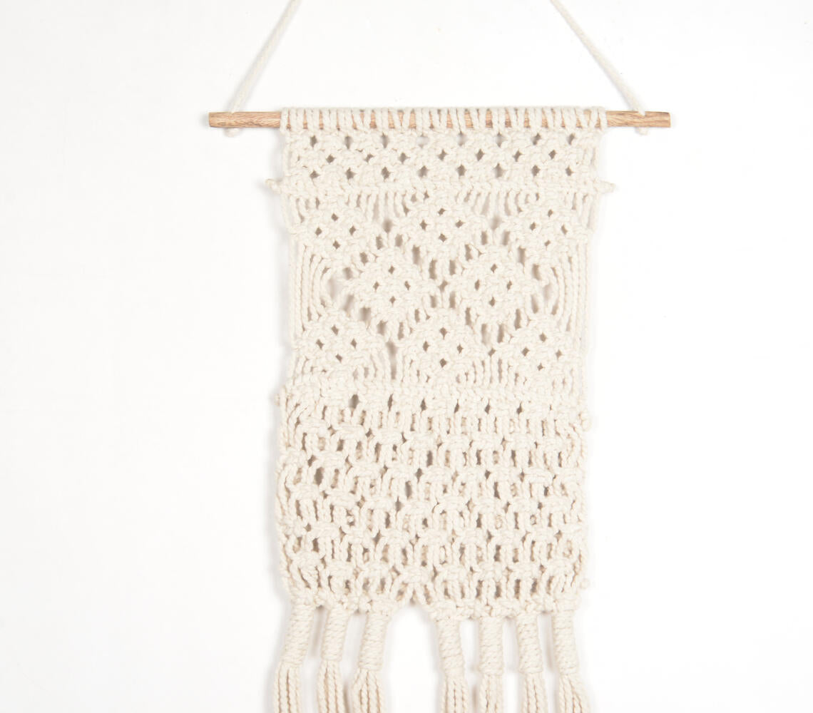 Boho Neutral-toned Macrame Wall Hanging with Pocket-1