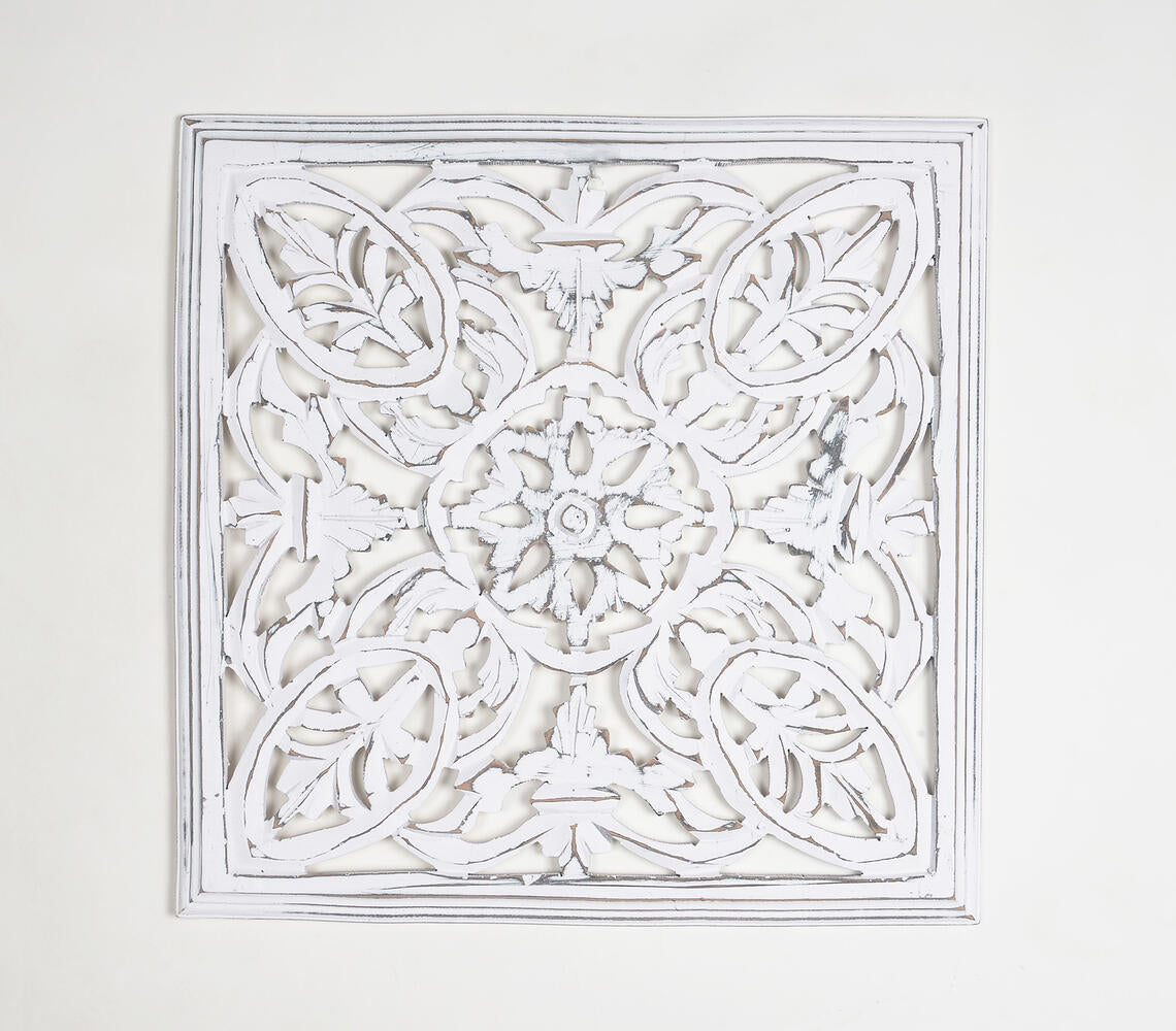 MDF White Medallion Distressed Wall Plaque-0