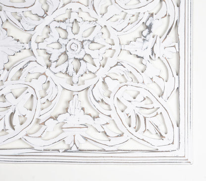 MDF White Medallion Distressed Wall Plaque-1