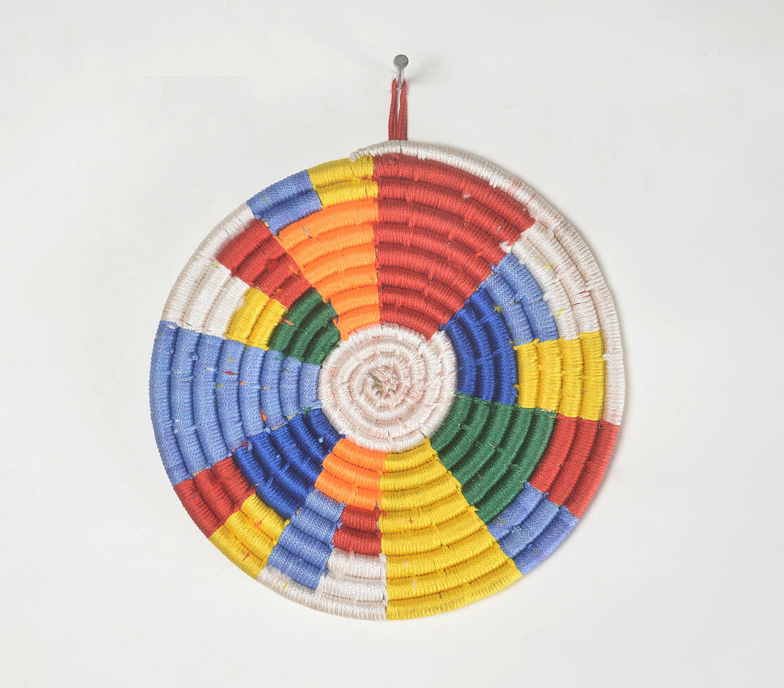 Handwoven Spiral Multicolor Wall Plate-0