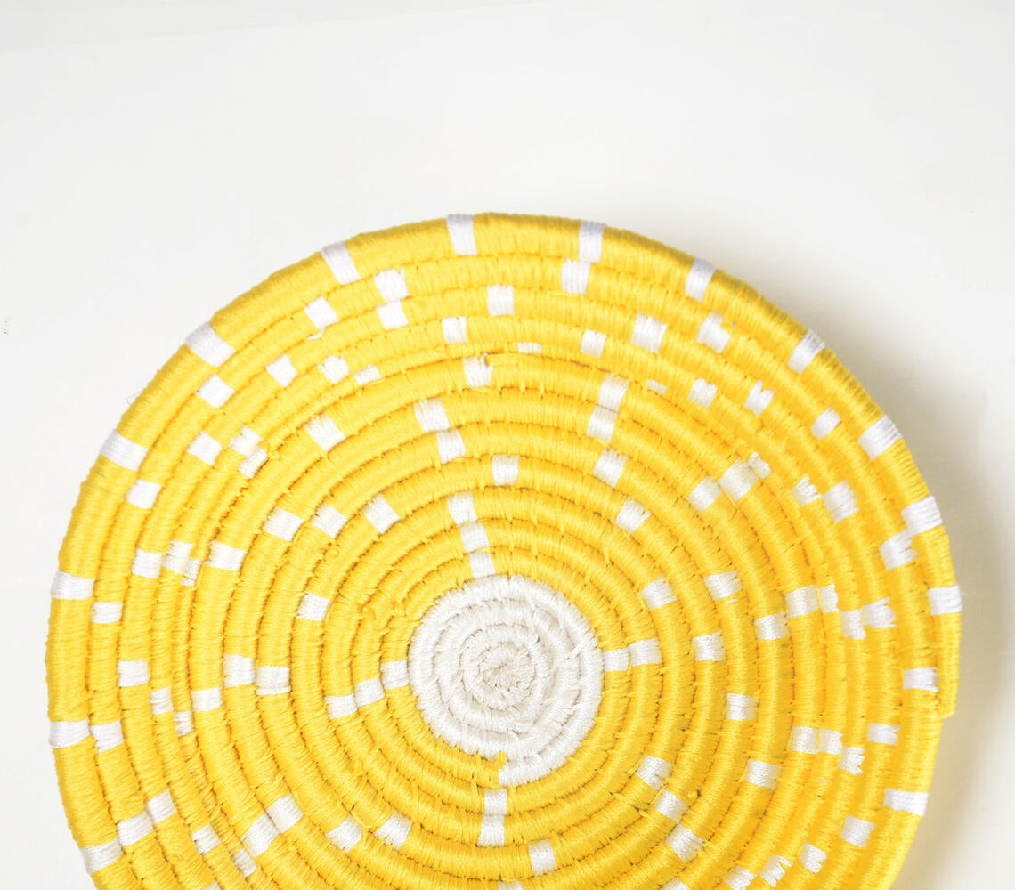 Handwoven Sunshine Yellow Round Wall Plate-1