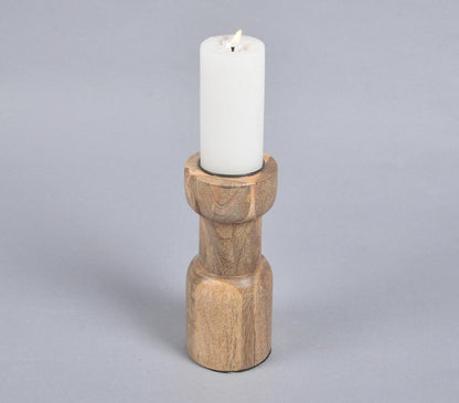 Raw &amp; Earthy Mango Wood Candle Holder-0