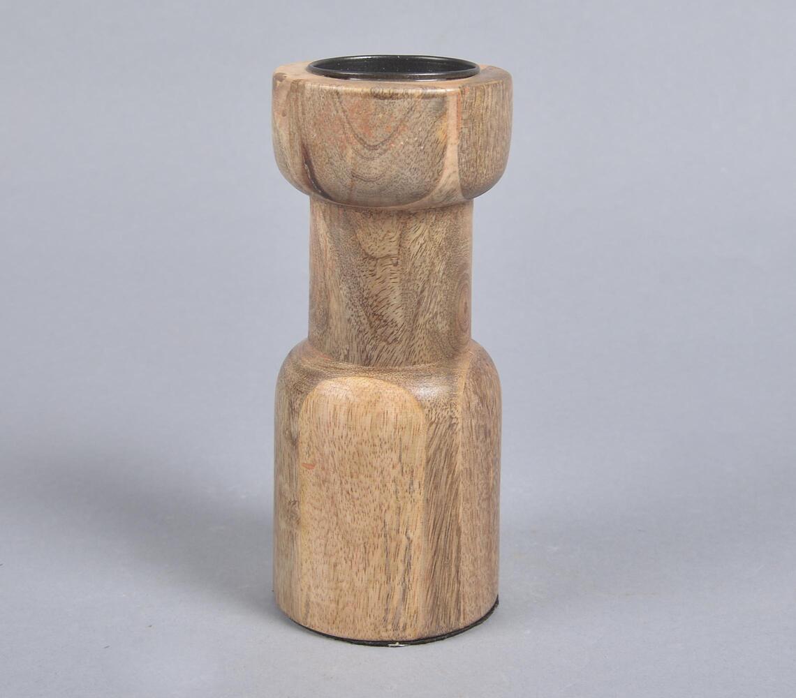 Raw &amp; Earthy Mango Wood Candle Holder-2