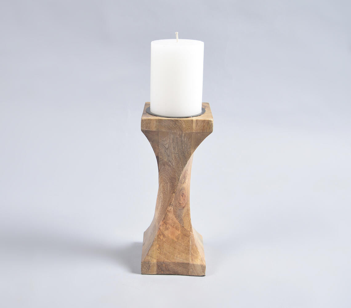 Earthy Mango Wood Candle Holder-0