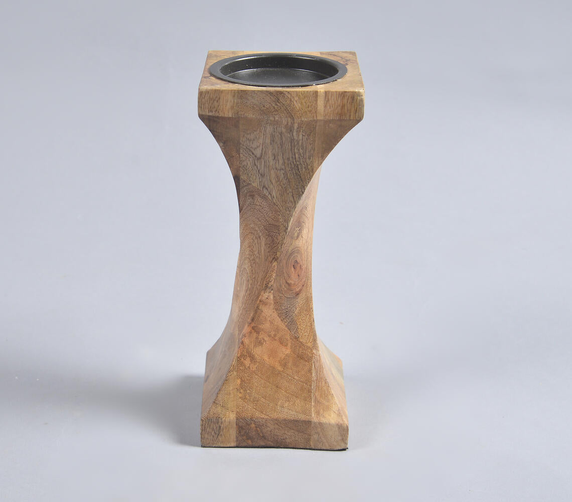 Earthy Mango Wood Candle Holder-1