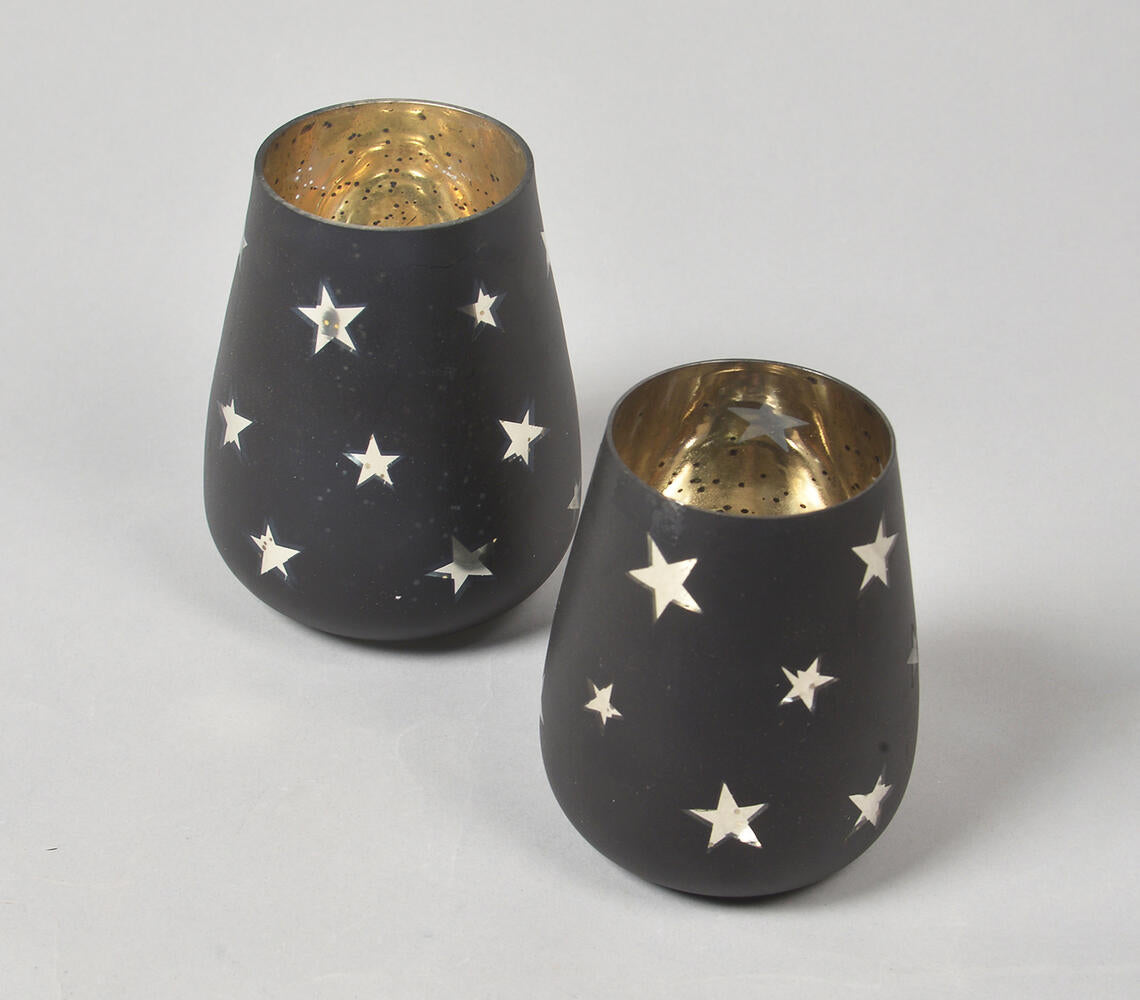 Starry Noir Glass Vases (Set of 2)-4