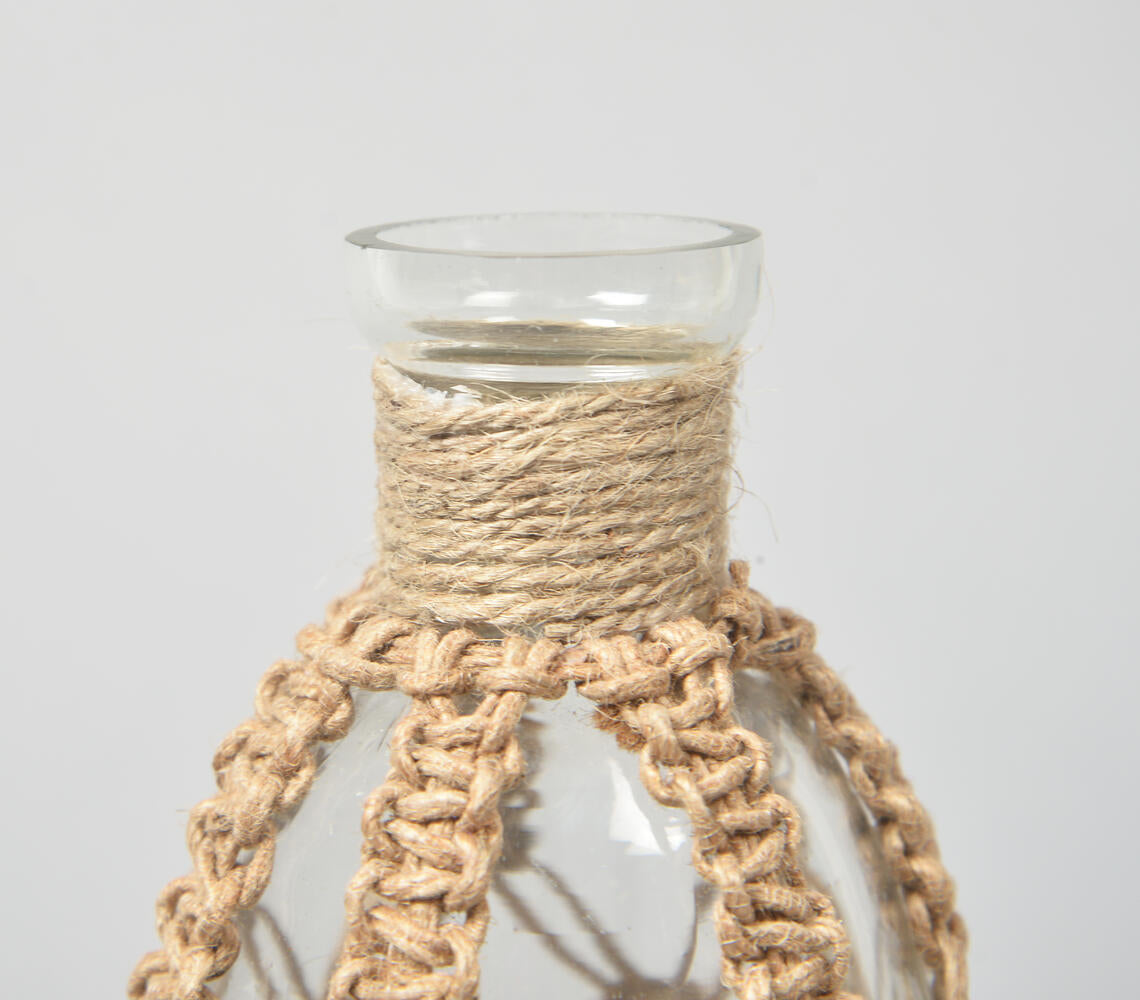 Diamond Knotted Jute &amp; Glass Vase-2