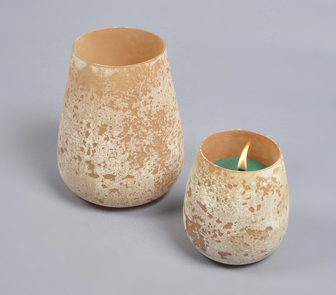 Abstract Orange Glass Votives (Set of 2)-0