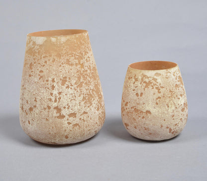 Abstract Orange Glass Votives (Set of 2)-3