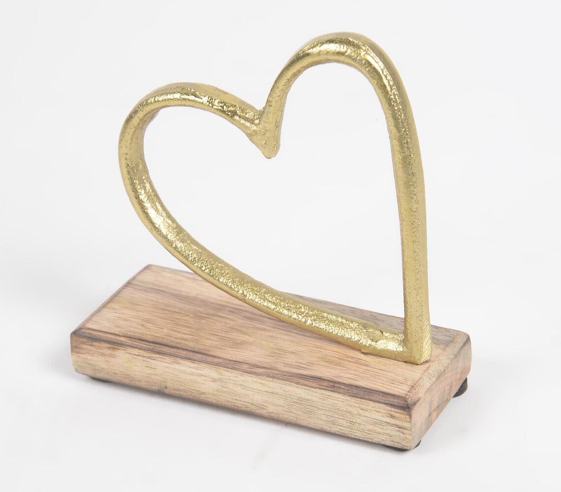 Aluminium Hearts With Wooden Base (set of 2)-3