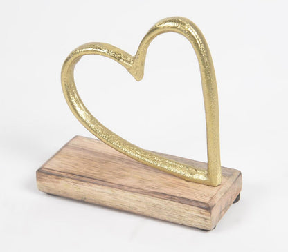 Aluminium Hearts With Wooden Base (set of 2)-3