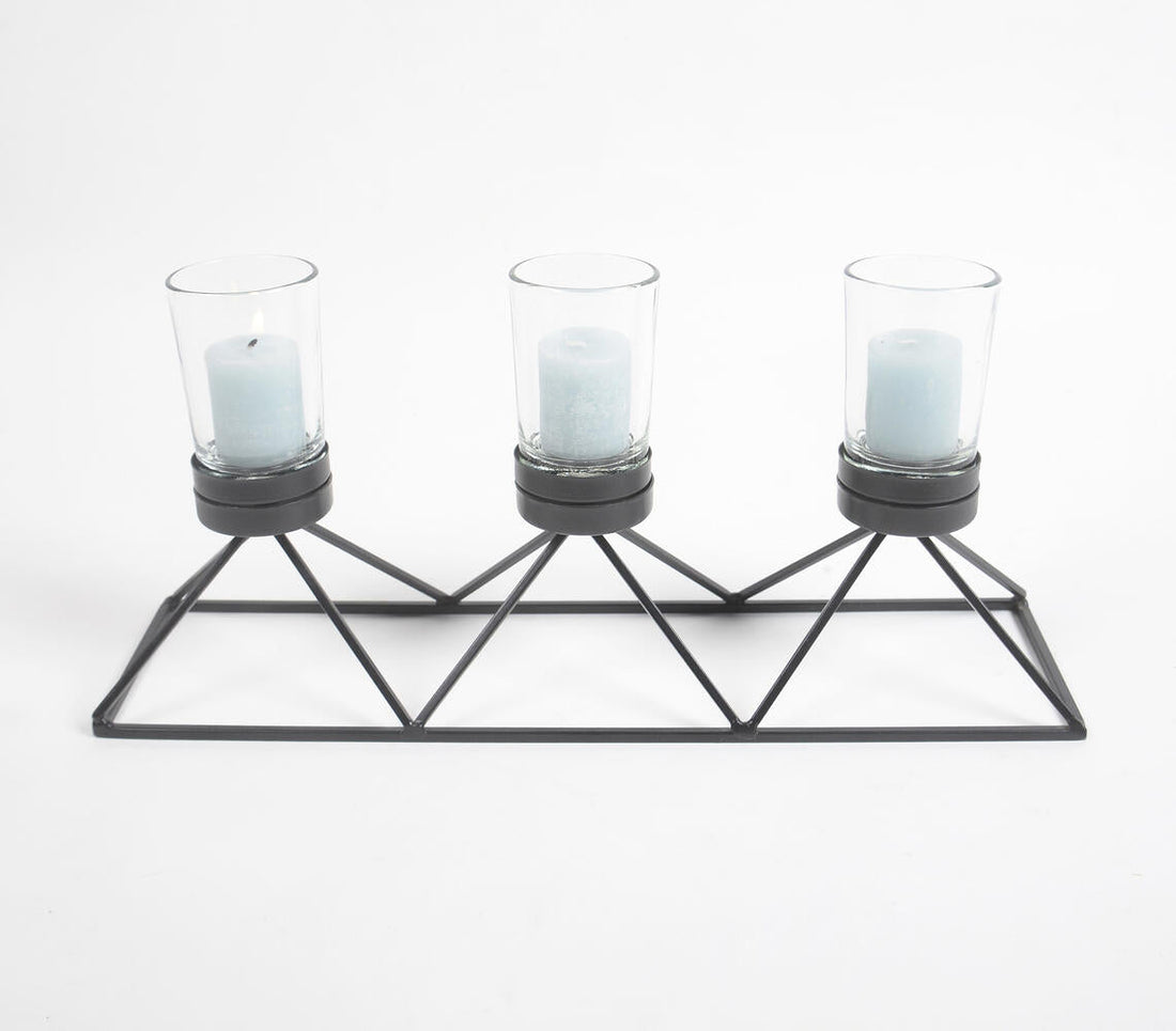 Triple Pyramidal Aluminium Tea Light Holder-0