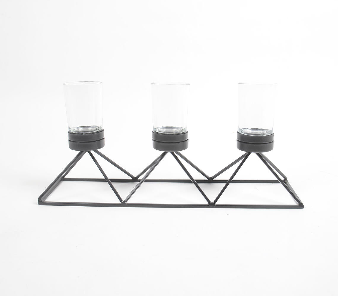 Triple Pyramidal Aluminium Tea Light Holder-1