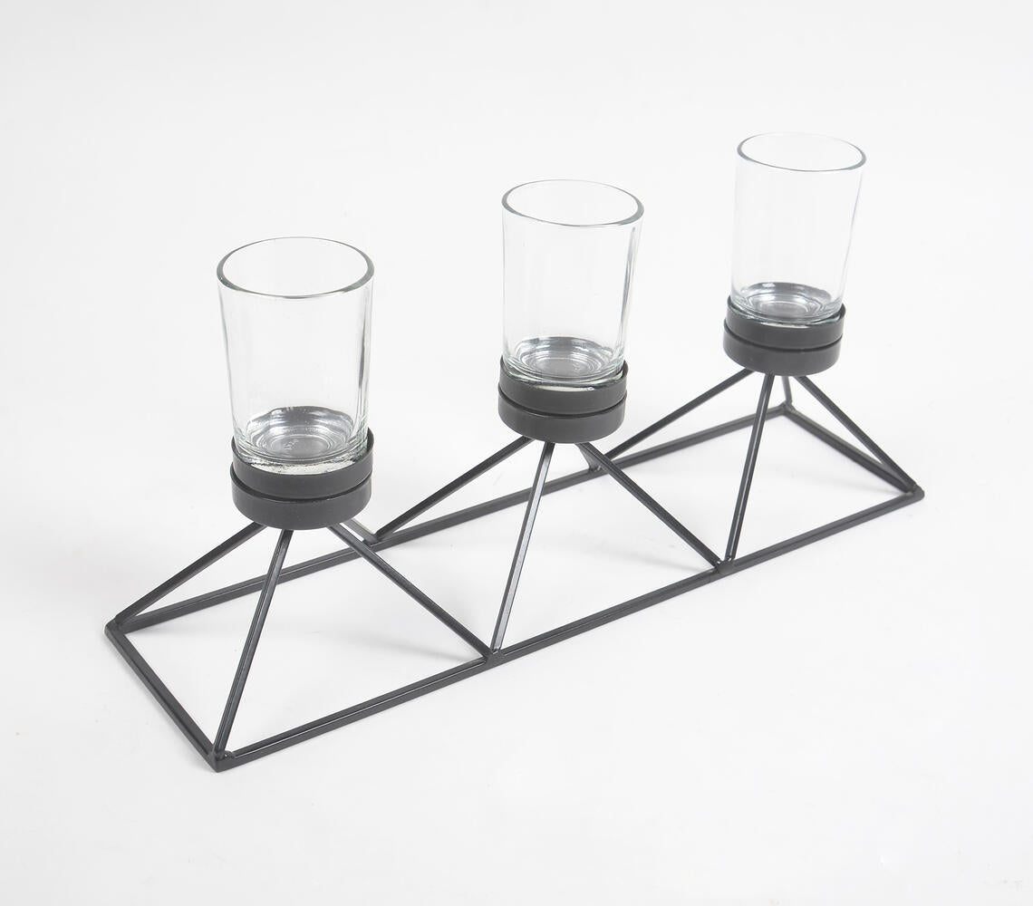 Triple Pyramidal Aluminium Tea Light Holder-2