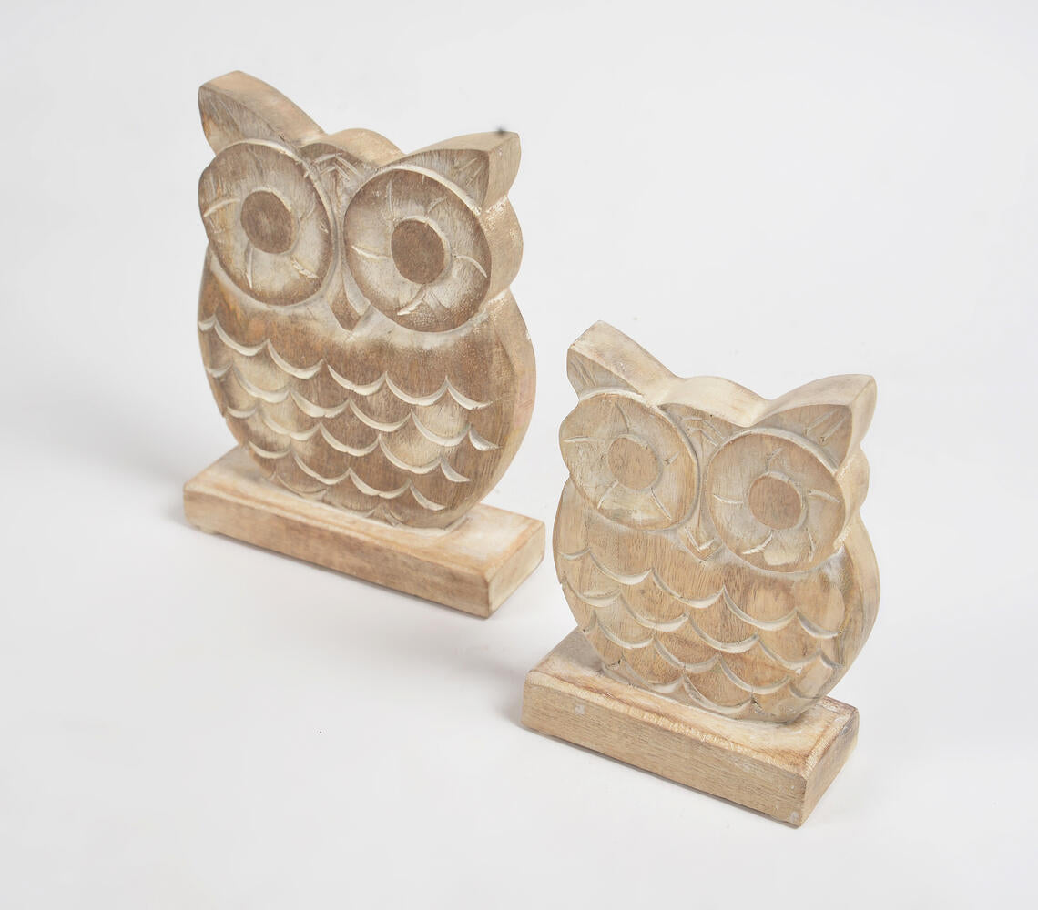 Wooden Owls Decoratives (Set of 2)-1