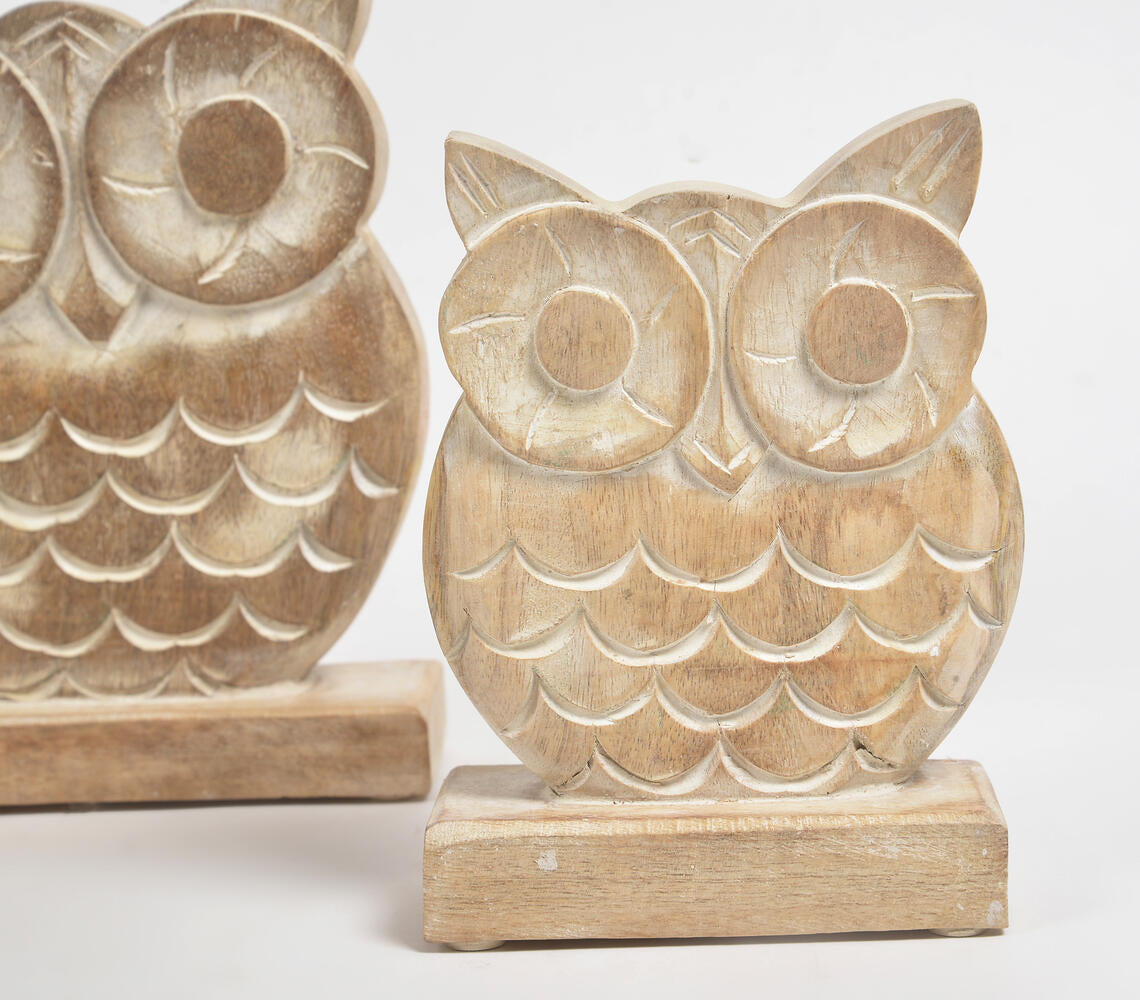 Wooden Owls Decoratives (Set of 2)-2