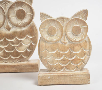 Wooden Owls Decoratives (Set of 2)-2