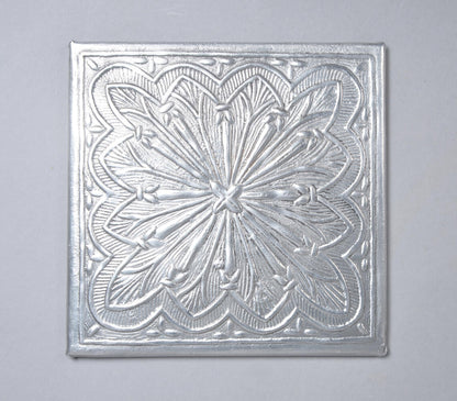 Silver-Toned Aluminium Square Wall Hanging-0