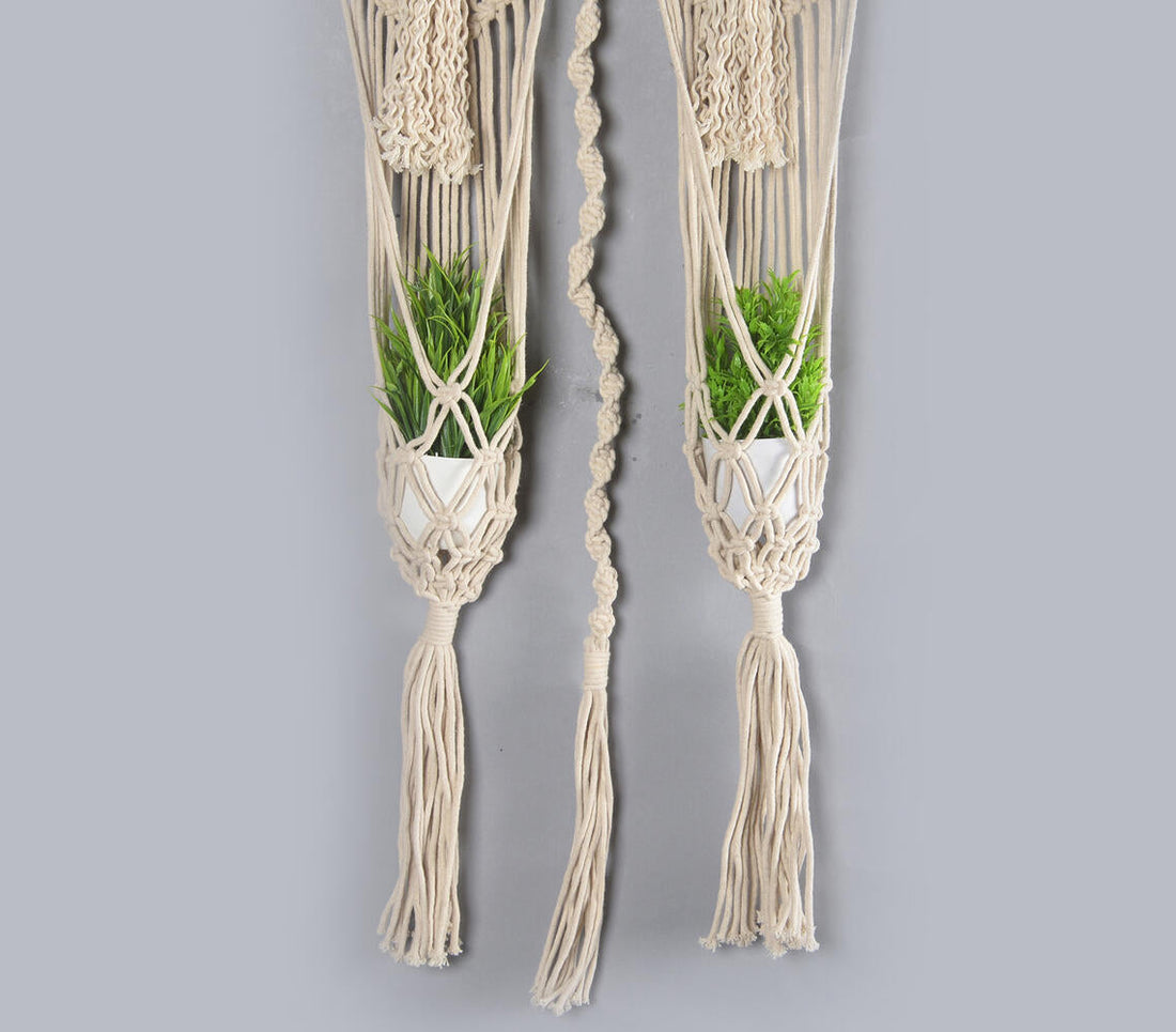 Boho Macrame Wall Hanging Dual Planter-1