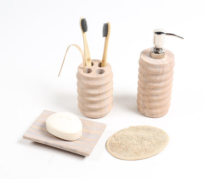 Sandstone Ribbed Classic Bath Accessories Set-0