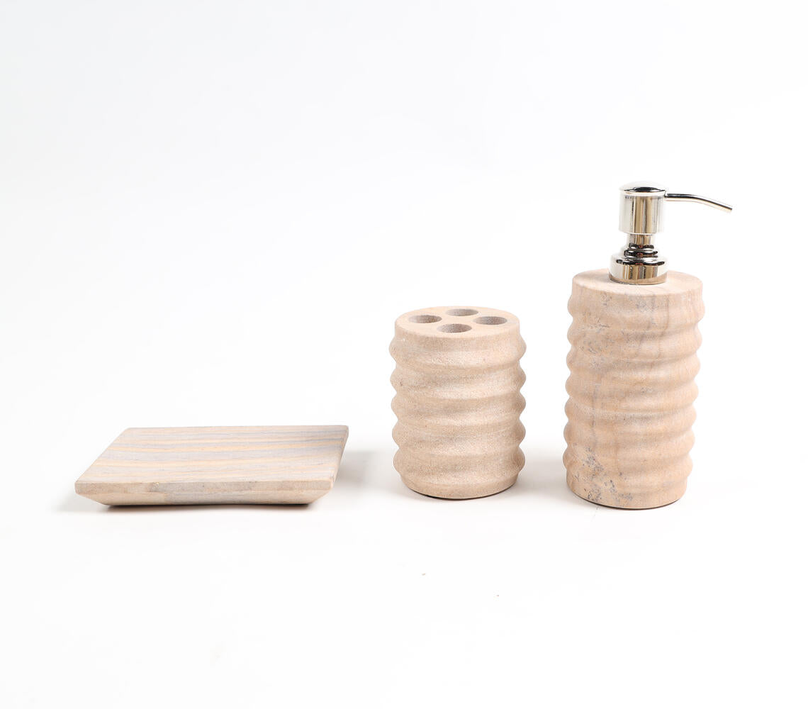 Sandstone Ribbed Classic Bath Accessories Set-2