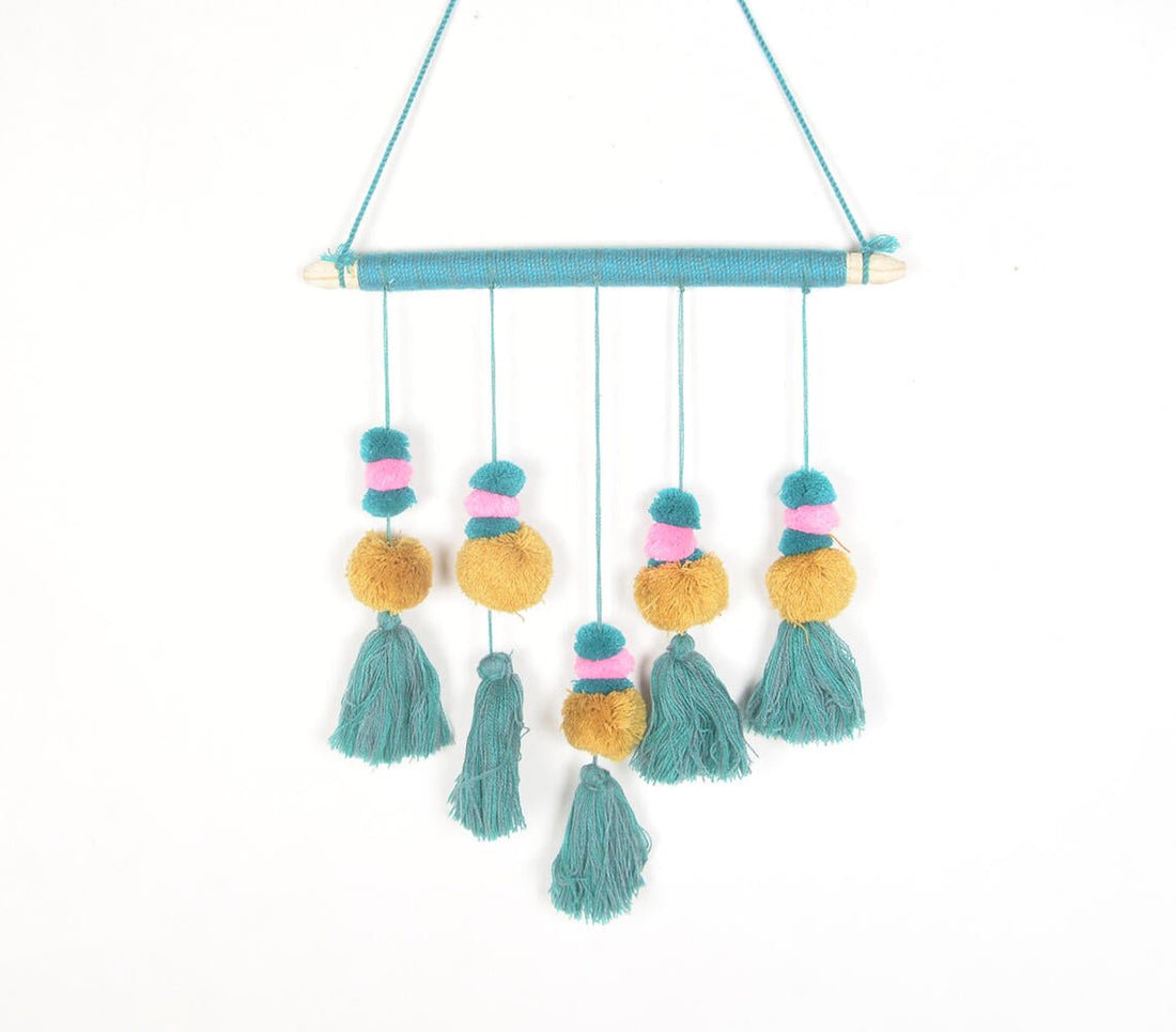 Tassels &amp; Pom-Poms on Dowel Wall Hanging-0