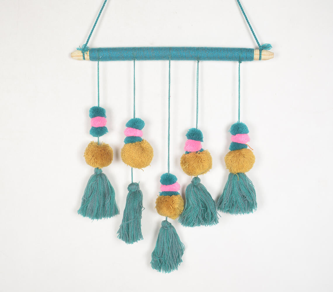 Tassels &amp; Pom-Poms on Dowel Wall Hanging-1