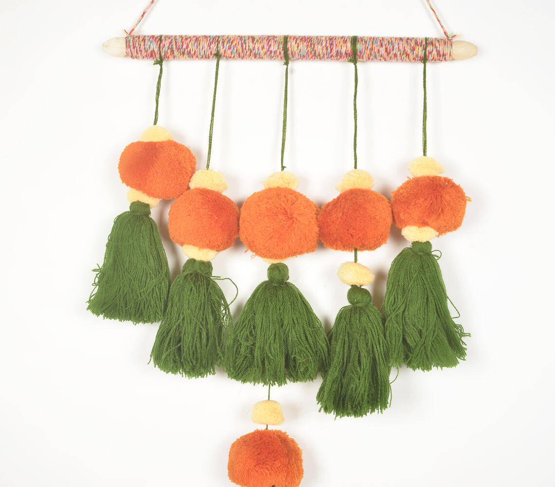 Boho Layered Wall Hanging with Tassels &amp; Pom-poms-1