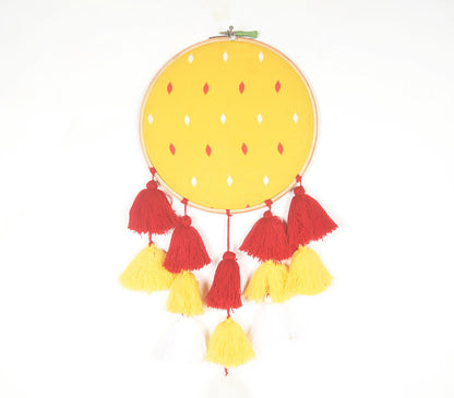 Embroidery Hoop Tasseled Summer Ikat Wall Hanging-0