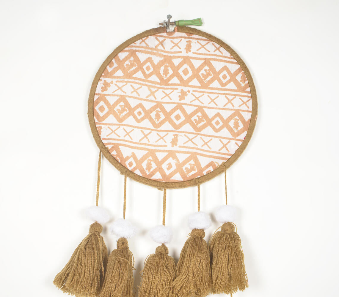 Embroidery Hoop Mustard Tasseled Wall Hanging-1