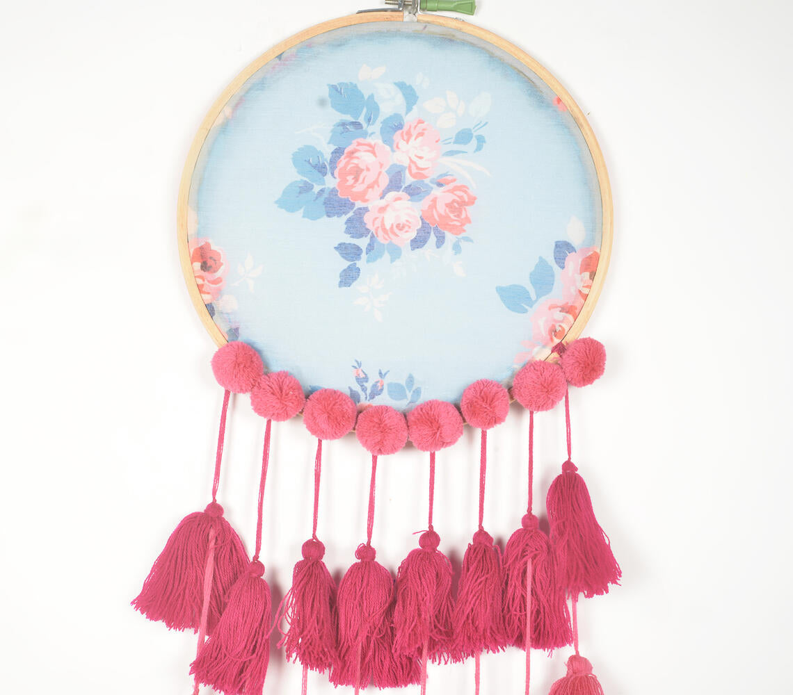 Embroidery Hoop Pastel Floral Tasseled Wall Hanging-1