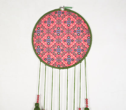 Printed Embroidery hoop tasseled wall hanging-1