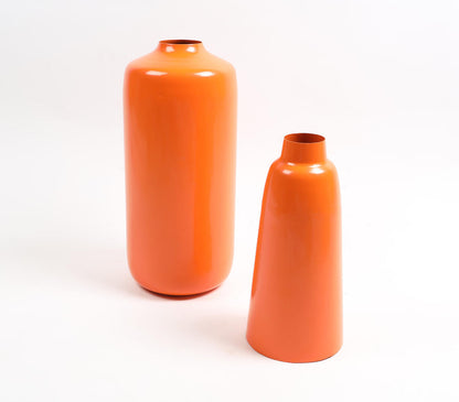 Solid Orange Flower Vases (Set of 2)-1