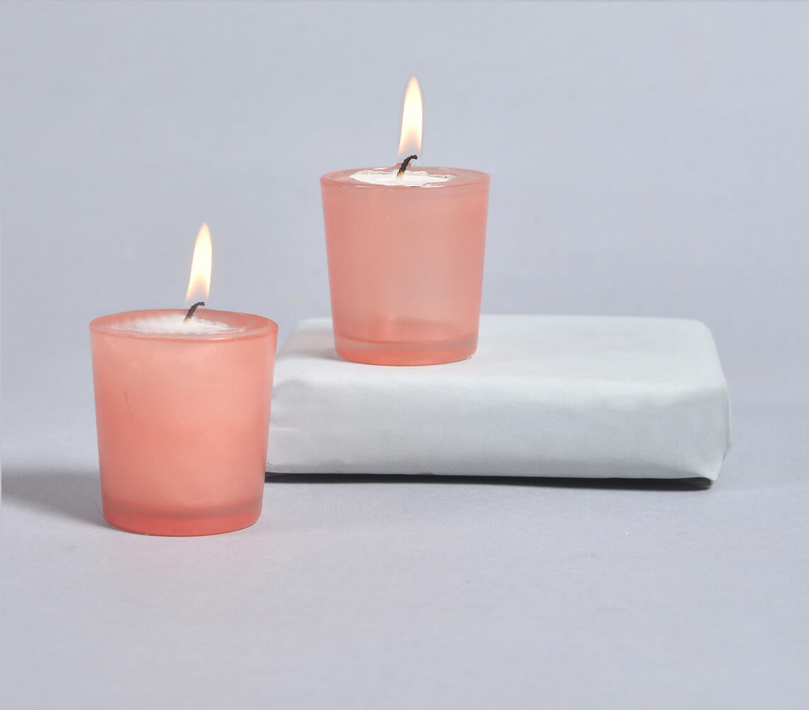 Coral Frosted Glass Votives (set of 2)-0