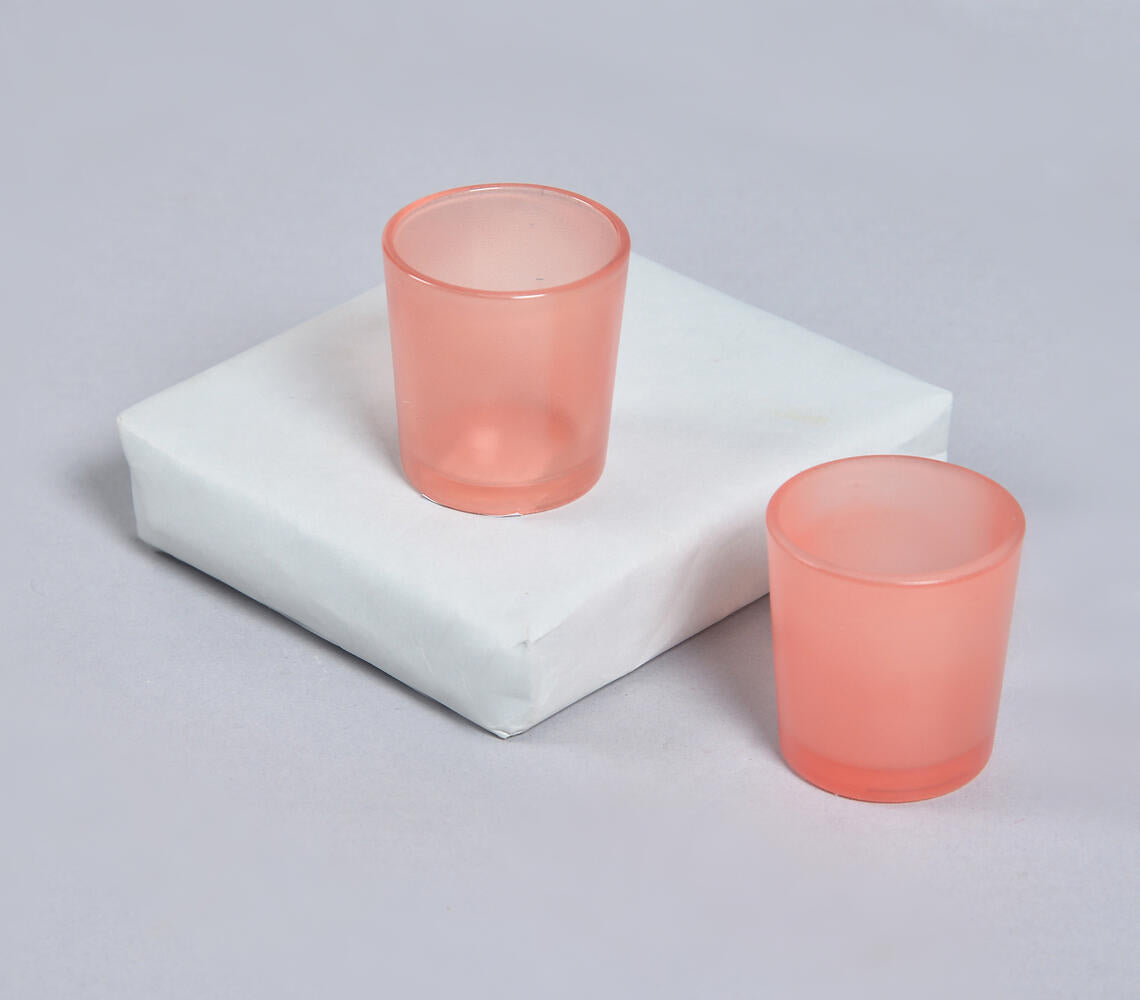 Coral Frosted Glass Votives (set of 2)-1