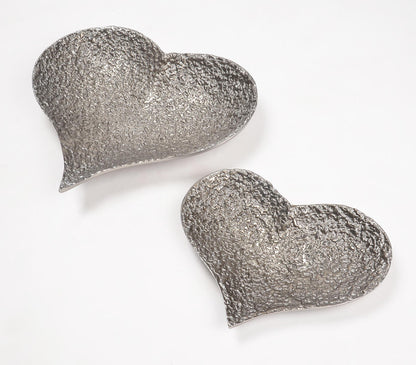 Lacquered Aluminium Heart-Shaped Decor Dishes (set of 2)-1