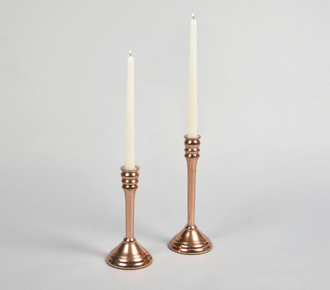 Lacquered Aluminium Copper-Toned Candle Holders (Set of 2)-0