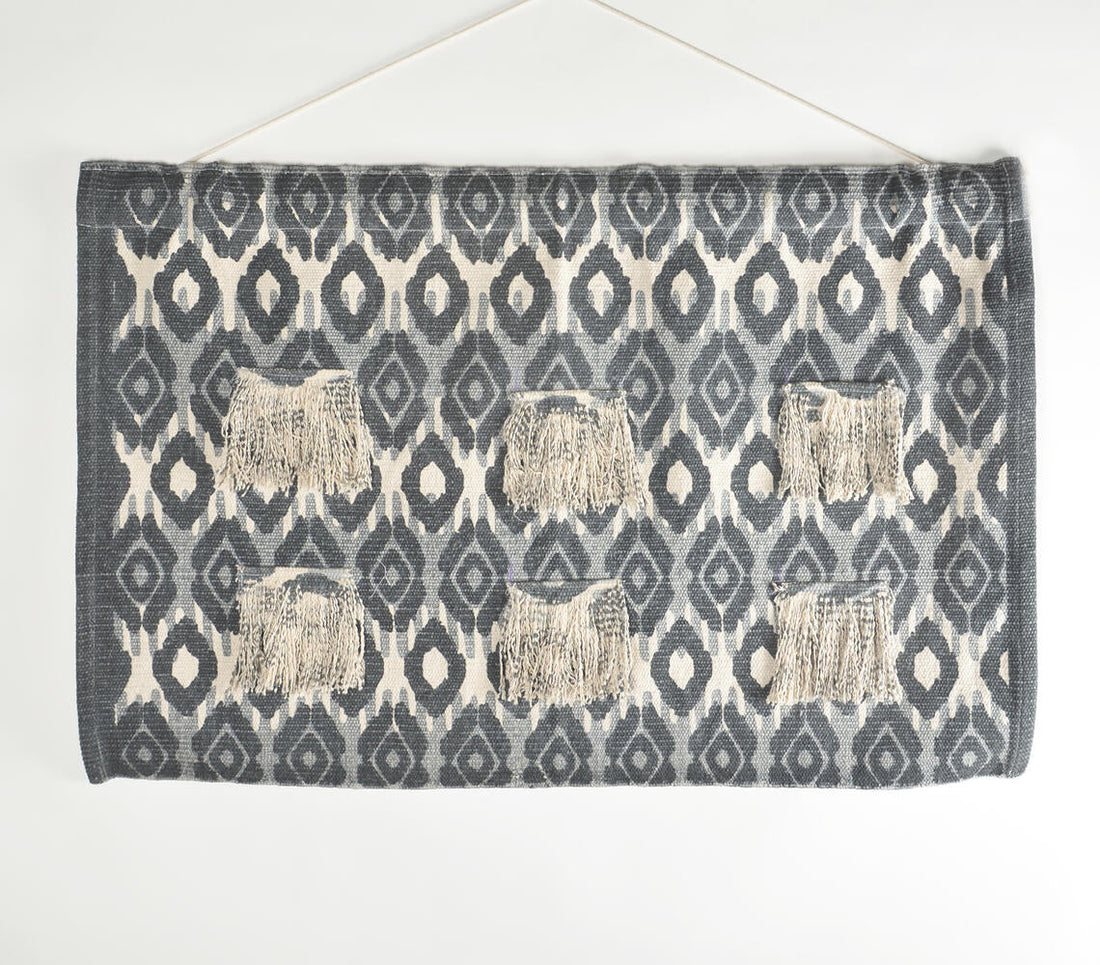 Printed Cotton Fringed Patches Wall Hanging-0