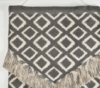 Geometric Print Cotton Fringed Patches Wall Hanging-1