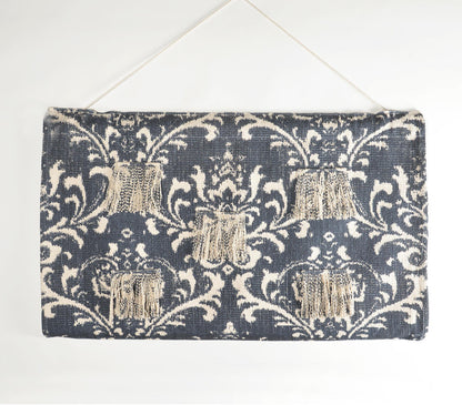 Damask Printed Cotton Fringed Patches Wall Hanging-0