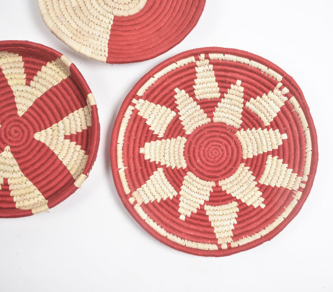 Handwoven Sabai Grass Mandala Wall Plates (set of 3)-1