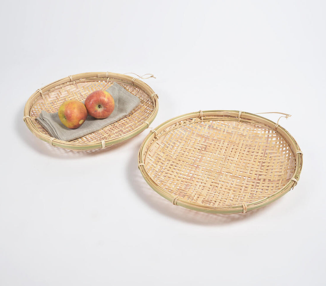 Woven Bamboo Trays (Set of 2)-0