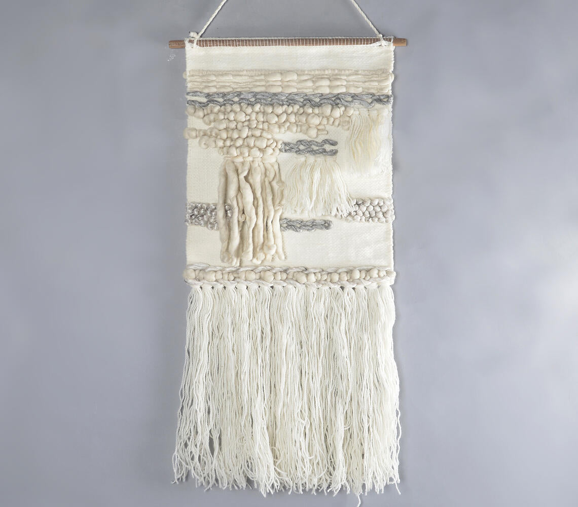 Fringed Handwoven Woolen Wall Hanging-0