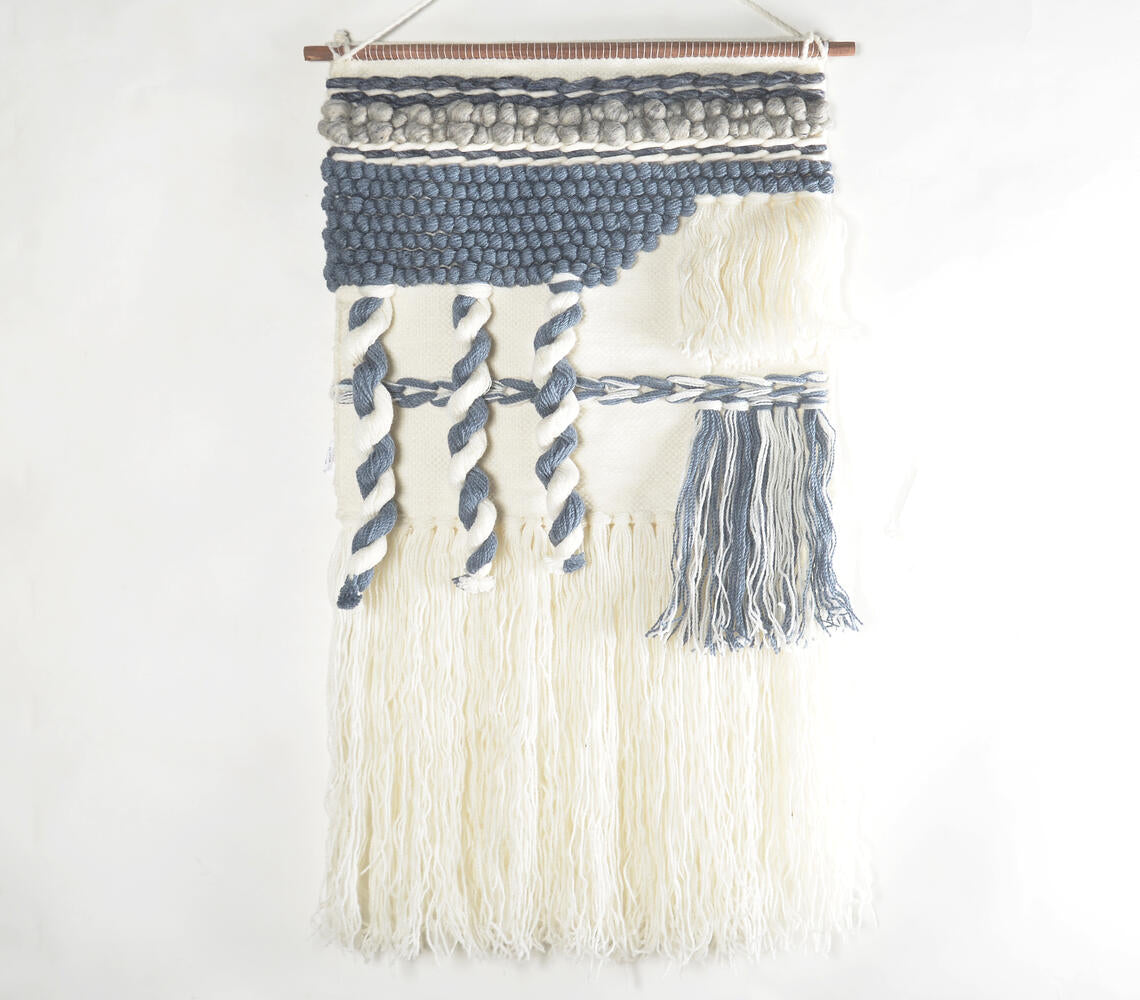 Handwoven &amp; Tufted Abstract Fringed Wall Hanging-0